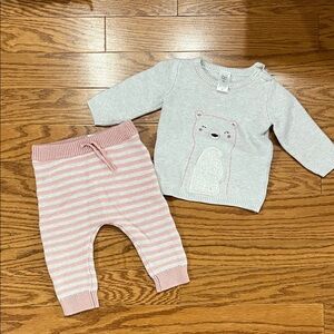 Carter’s Adorable Bear Sweater and Striped Pants Set